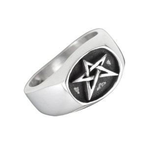 Bague Pentagramme Gravé en Etain