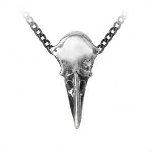 Pendentif Crâne Corbeau en Etain avec Chaîne