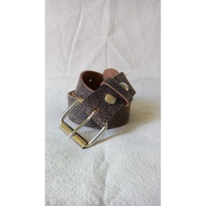 Ceinture Cuir Craquelé Noir et Marron