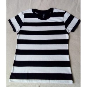 T-shirt Rayé Blanc et Noir 100% Coton