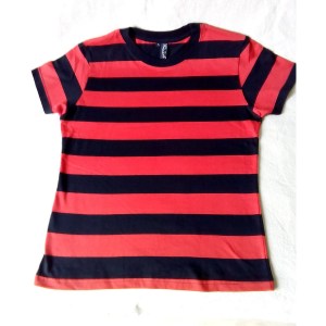T-shirt Rayé Rouge et Noir