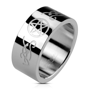Bague Pentagramme et Tribal en Acier Inoxydable