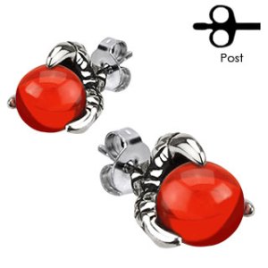 clous pour oreilles ambre et griffes de dragon