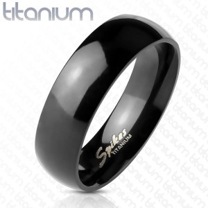 Bague titane noir brillant façon miroir