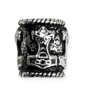 Bijou de barbe cheveux Marteau de Thor en Bronze Argenté