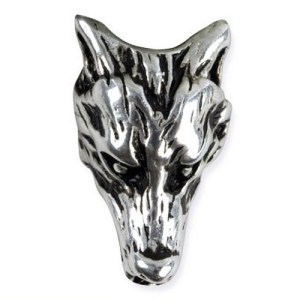 Bijou de barbe et cheveux Tête de Loup en Bronze Argenté