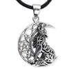Pendentif Loup et Lune Celtique en Acier inoxydable