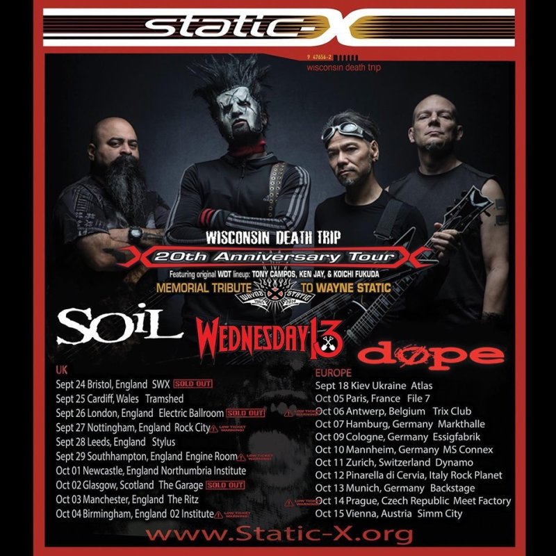 Concert Static-X Wednesday 13 Dope Soil