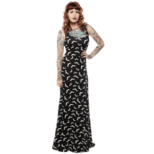 Robe Longue Noire Bats Blanches