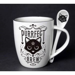 Mug à cuuillère purrfect brew en porcelaine