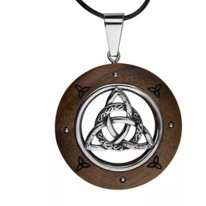 Pendentif Bois et Acier Noeud Celtique