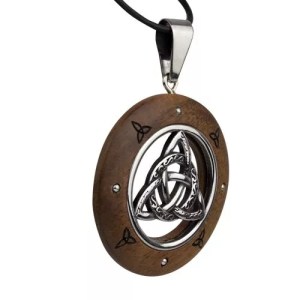 Pendentif Bois et Acier Noeud Celtique