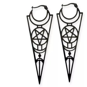 boucles d'oreilles pentacle lune
