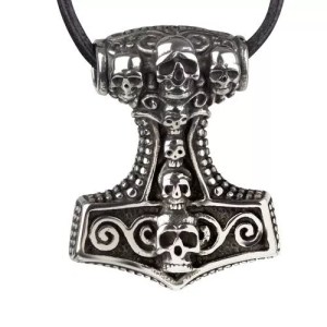 Pendentif Marteau de Thor et crânes