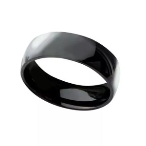 Bague noire 7mm en acier poli