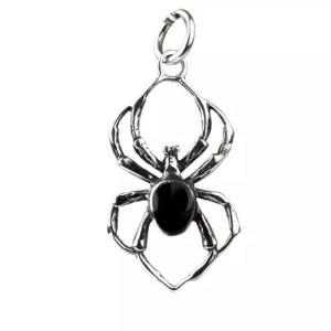 Pendentif Araignée Noire en Argent