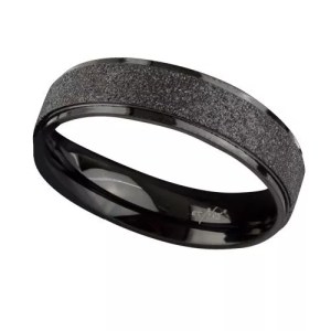 Bague Noire Pailletée en acier inoxydable