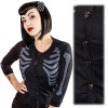 Cardigan Ribcage Noir Boutons Crânes