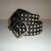 Ceinture Cuir Noir 3 Rangs de Cônes