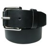 Ceinture Cuir Noir Boucle Acier Poli
