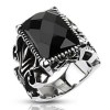 Bague Gothique Acier Inoxydable et Onyx Noire