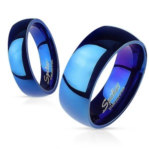 Bague Acier Bleu Brillant Façon Miroir