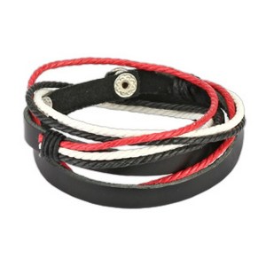 Bracelet cuir rouge noir et blanc