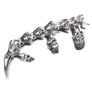 Bague Armure Vertèbre Métallique Acier Inox