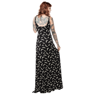 Robe Longue Noire Bats Blanches