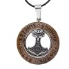 Pendentif Bois et Acier Marteau de Thor