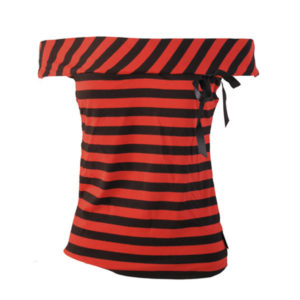Top 50s à Rayures Noires et Rouges Retro